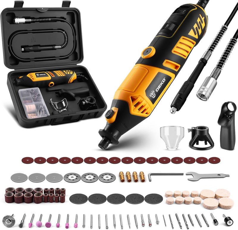 DEKOPRO Rotary Tool Kit: Power Hand Rotary Tools Mini for Wood/Metal, Electric Grinder Drill Machine Set with Flex Shaft for Carving, Cutting, Sanding, Grinding, Polishing, Engraving - Image 1